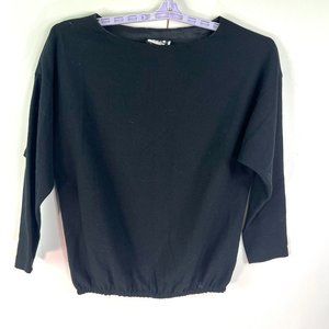 N.R.1 Ned Gould Long Sleeve Wool Sweater Womens Size 12 Black Crepe Dolman